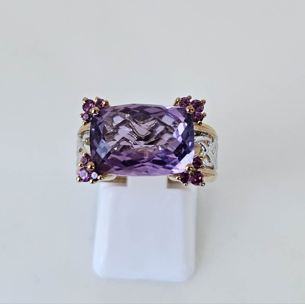 Retired Victoria Weick Amethyst & Garnet Ring 14k & Sterling Silver Ring Sz 7! - Picture 3 of 11